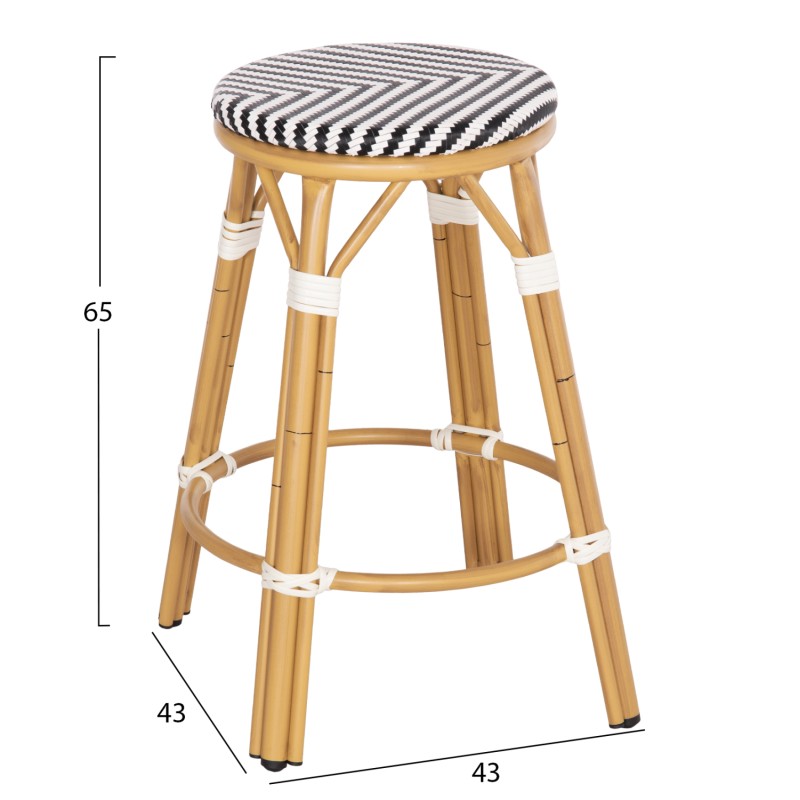 ΣΚΑΜΠΟ ΑΛΟΥΜΙΝΙΟΥ ΜΕΣ.ΥΨΟΥΣ CHINO HM6286.03 BAMBOO LOOK & TEXTILENE ΜΑΥΡΟ 43x43x65Υεκ