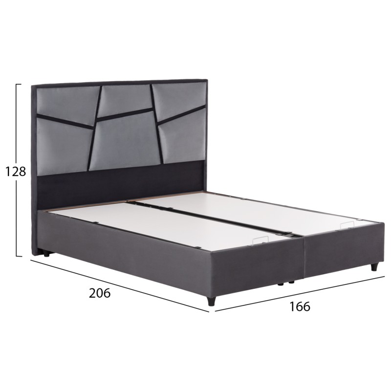 ΚΡEΒΑΤΙ ΜΕ ΑΠΟΘΗΚΕΥΤΙΚΟ ΧΩΡΟ IRIDA HM718 ΓΚΡΙ ΒΕΛΟΥΔΟ ΓΙΑ ΣΤΡΩΜΑ 160x200εκ.