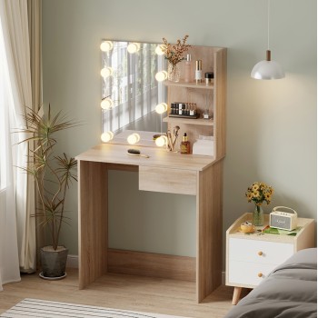 ΤΟΥΑΛΕΤΑ ΜΕ ΦΩΤΙΣΜΟ LED & ΡΑΦΙΑ LAURYN HM2501.01 ΜΕΛΑΜΙΝΗ ΣΕ SONAMA 75x40x134.5Υεκ