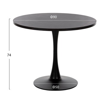 ΤΡΑΠΕΖΙ ΤΡΑΠΕΖΑΡΙΑΣ ROLLO HM9421.12 ΣΤΡΟΓΓΥΛΟ BLACK MARBLE Φ90x74Υεκ.