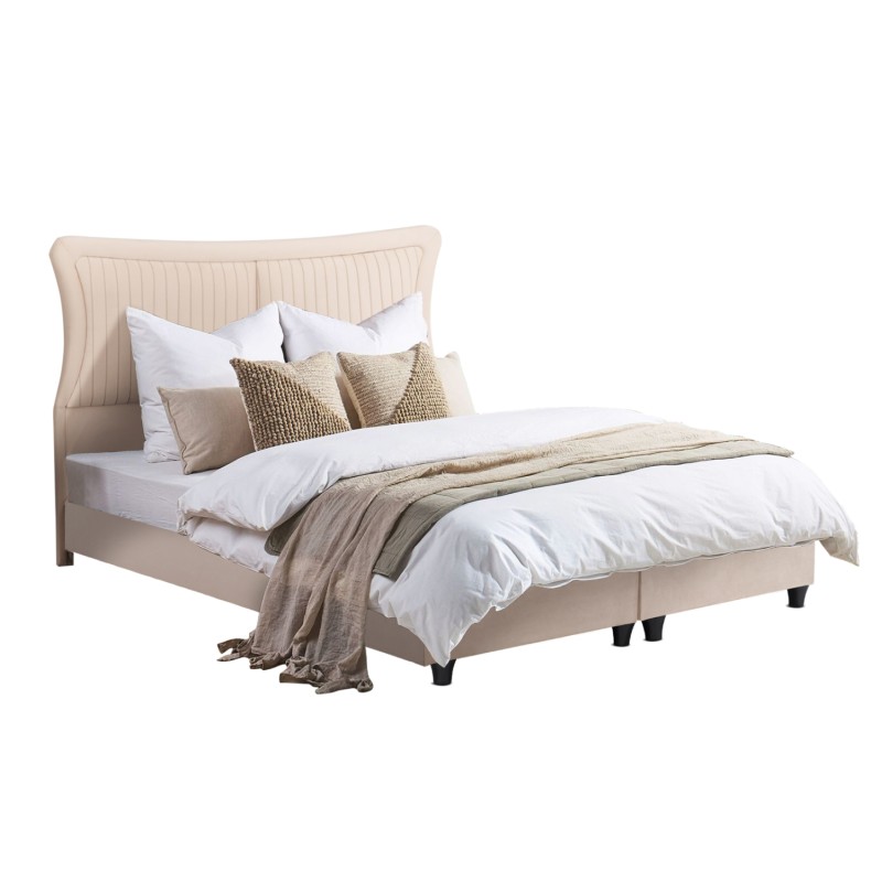 ΚΡEΒΑΤΙ ΔΙΠΛΟ NESTOR HM715 ΜΠΕΖ ΒΕΛΟΥΔΟ ΓΙΑ ΣΤΡΩΜΑ 160x200εκ.