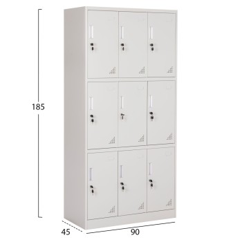 ΦΟΡΙΑΜΟΣ ΜΕΤΑΛΛΙΚΟΣ MALMOE HM5636.11 9 ΝΤΟΥΛΑΠΑΚΙΑ ΜΕ ΚΛΕΙΔΑΡΙΕΣ-ΓΚΡΙ 90x45x185Υεκ.