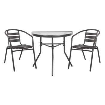 ΣΕΤ ΕΞΩΤ.ΧΩΡΟΥ 3ΤΜΧ LAURA HM21112 ΤΡΑΠΕΖΙ ΗΜΙΚΥΚΛΙΚΟ & 2 ΠΟΛΥΘΡΟΝΕΣ- ΓΚΡΙ