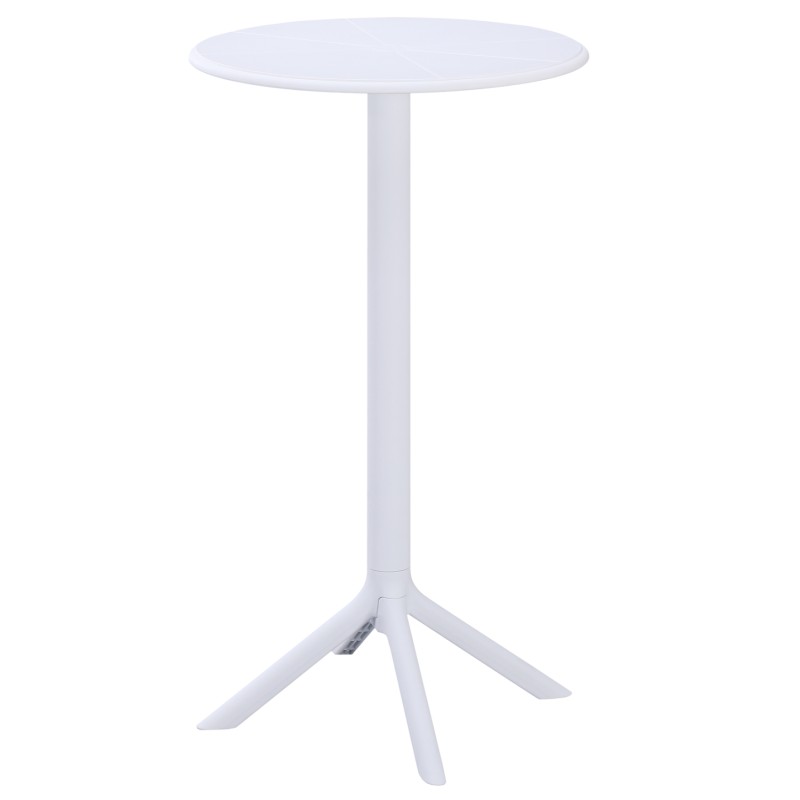 ΤΡΑΠΕΖΙ ΜΠΑΡ ΣΤΡΟΓΓΥΛΟ TERRIN HM6126.11 ΠΟΛΥΠΡΟΠΥΛΕΝΙΟ ΛΕΥΚΟ Φ60x106Υεκ.