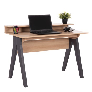 ΓΡΑΦΕΙΟ KRONEL HM18293 ΜΕΛΑΜΙΝΗ ΣΕ SONAMA-ΓΚΡΙ 120x59x84,5Υεκ.