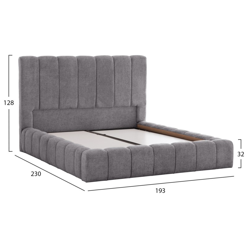 ΚΡΕΒΑΤΙ REMO ΜΕ ΑΠΟΘΗΚΕΥΤΙΚΟ ΧΩΡΟ HM719.22 ΥΦΑΣΜΑ TEDDY ΓΚΡΙ-ΓΙΑ ΣΤΡΩΜΑ 160x200εκ