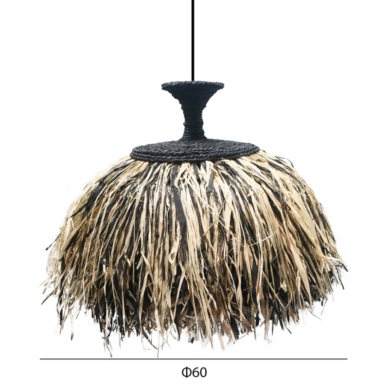 ΦΩΤΙΣΤΙΚΟ ΟΡΟΦΗΣ ORDEM HM4716 ΚΑΠΕΛΟ ΙΝΕΣ SISAL & ΜΠΑΝΑΝΑΣ-ΜΑΥΡΟ & ΦΥΣΙΚΟ Φ60x50Υεκ