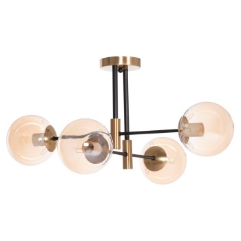 ΦΩΤΙΣΤΙΚΟ ΟΡΟΦΗΣ DREMP HM7409.11 ΤΕΤΡΑΦΩΤΟ ΜΑΥΡΟ-ΧΡΥΣΟ 68x68x36Υεκ.