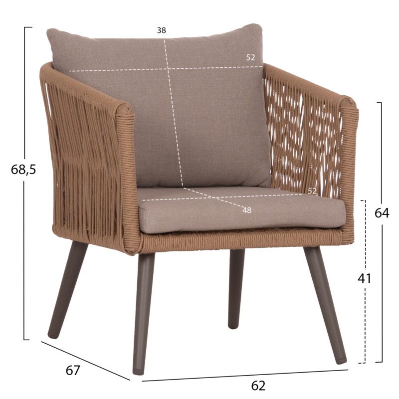 ΣΑΛΟΝΙ ΕΞ.ΧΩΡΟΥ 4ΤΜΧ FREJA HM6057.04 ΑΛΟΥΜ.ΚΑΠΟΥΤΣΙΝΟ-PE RATTAN & ΜΑΞΙΛΑΡΙΑ ΜΠΕΖ