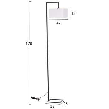 ΦΩΤΙΣΤΙΚΟ ΔΑΠΕΔΟΥ BRANS HM7532.11 ΜΕΤΑΛΛΟ ΜΑΥΡΟ--PVC ΛΕΥΚΟ ΚΑΠΕΛΟ 25x33x170Υεκ.