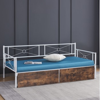 ΚΡΕΒΑΤΙ-ΚΑΝΑΠΕΣ BERNIE HM21121.01 ΛΕΥΚΟΣ ΜΕΤΑΛ.ΣΚΕΛΕΤΟΣ & 2 ΣΥΡΤΑΡΙΑ- ΓΙΑ 190x90εκ.