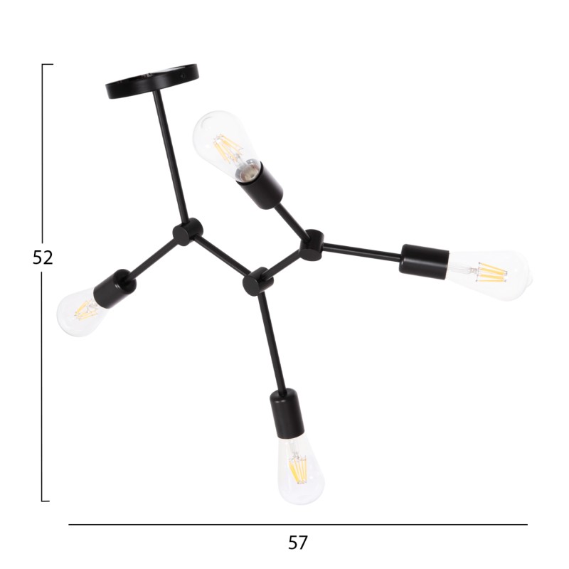 ΦΩΤΙΣΤΙΚΟ ΟΡΟΦΗΣ 4-ΦΩΤΟ LIGHTY HM7405.11 ΜΕΤΑΛΛΟ ΣΕ ΜΑΥΡΟ 57x5x52Υεκ.