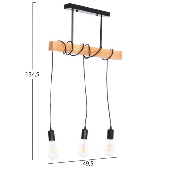 ΦΩΤΙΣΤΙΚΟ ΟΡΟΦΗΣ 3-ΦΩΤΟ VOLKS HM4658 ΜΕΤΑΛΛΟ-ΞΥΛΟ 49,5x5x134,5Υεκ.