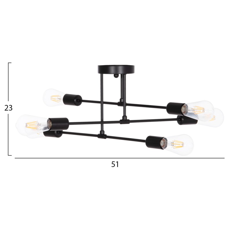 ΦΩΤΙΣΤΙΚΟ ΟΡΟΦΗΣ ΠΟΛΥΦΩΤΟ LIGHTY HM7427.11 ΜΕΤΑΛΛΟ ΣΕ ΜΑΥΡΟ 51x51x23Υεκ.