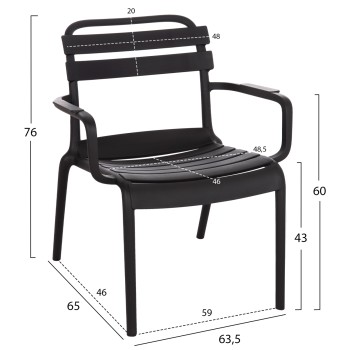 ΠΟΛΥΘΡΟΝΑ ΣΑΛΟΝΙΟΥ ΠΟΛΥΠΡΟΠΥΛΕΝΙΟΥ KORVER HM6333.02 ΜΑΥΡΗ 63.5x65x76Υεκ.
