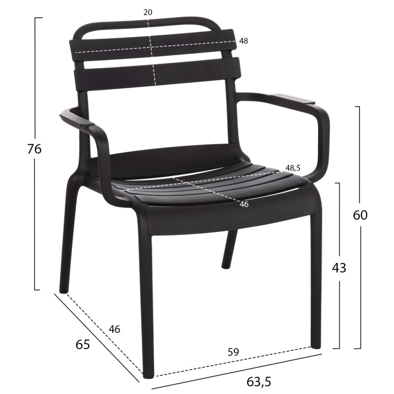 ΠΟΛΥΘΡΟΝΑ ΣΑΛΟΝΙΟΥ ΠΟΛΥΠΡΟΠΥΛΕΝΙΟΥ KORVER HM6333.02 ΜΑΥΡΗ 63.5x65x76Υεκ.
