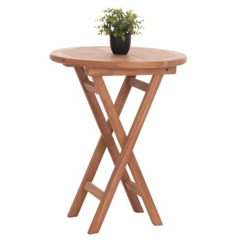 ΤΡΑΠΕΖΙ ΣΚΗΝΟΘΕΤΗ ΣΤΡΟΓΓΥΛΟ ERIS HM18119 ΞΥΛΟ TEAK--ΦΥΣΙΚΟ Φ60x75Υεκ.