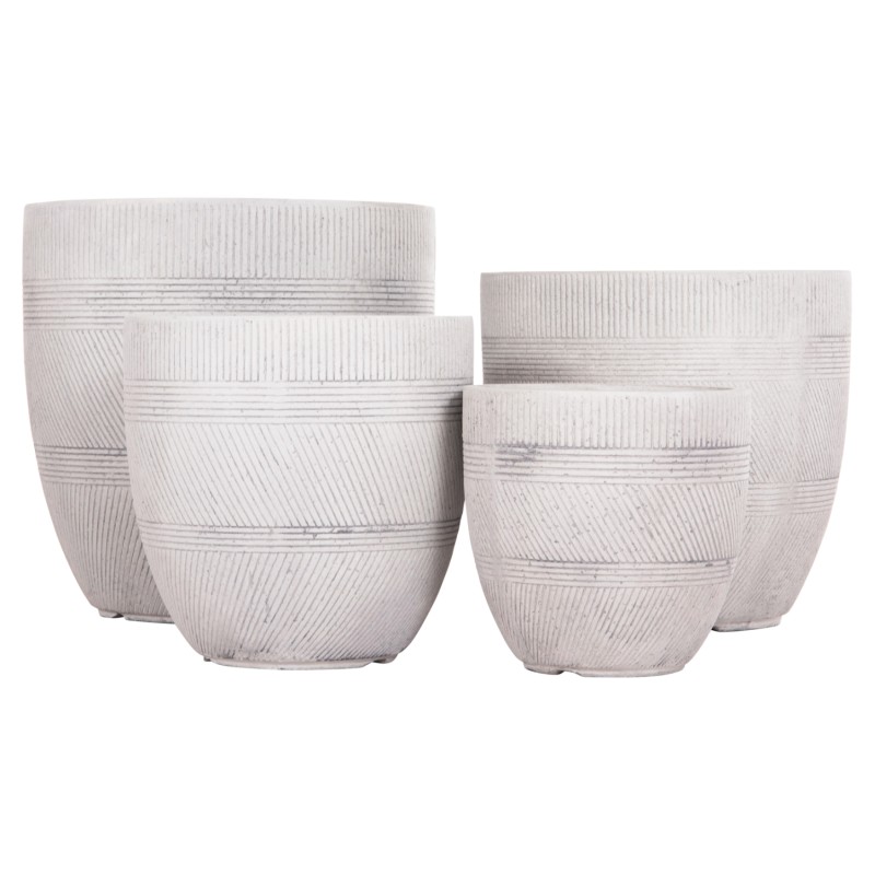 ΣΕΤ 4ΤΜΧ ΓΛΑΣΤΡΕΣ ΣΤΡΟΓΓΥΛΕΣ ΣΕΙΡΑ GARDENER HM4719 FIBERCLAY-ΧΡΩΜΑ CEMENT Φ44x43Υεκ