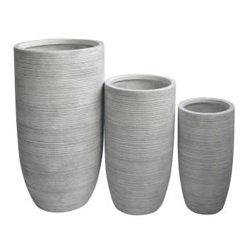 ΣΕΤ 3ΤΜΧ ΓΛΑΣΤΡΕΣ ΚΥΛΙΝΔΡΟΙ ΣΕΙΡΑ GARDENER HM4721 FIBERCLAY-ΧΡΩΜΑ CEMENT Φ42x78Υεκ