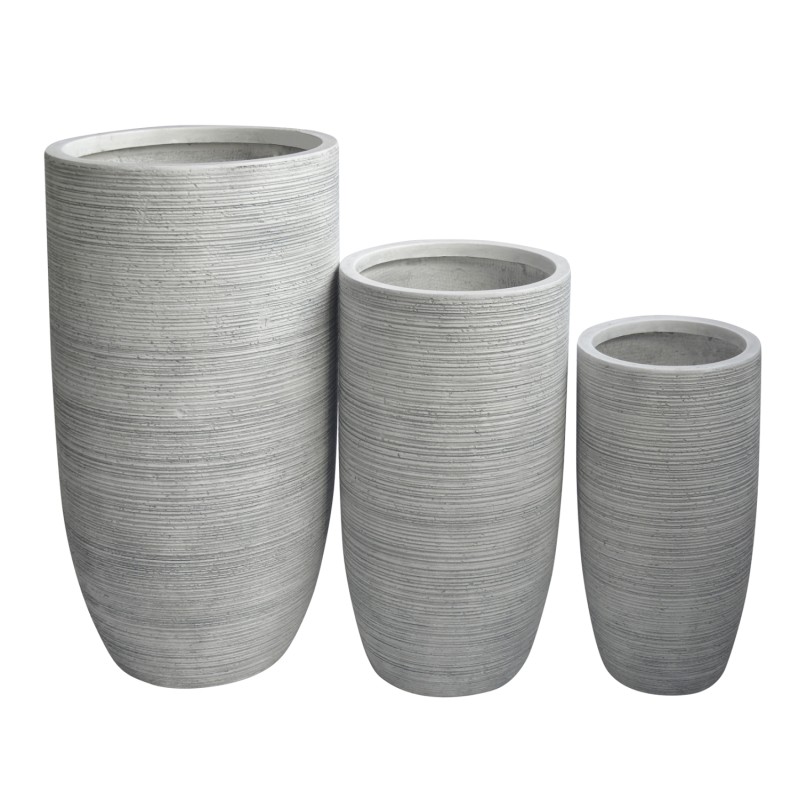 ΣΕΤ 3ΤΜΧ ΓΛΑΣΤΡΕΣ ΚΥΛΙΝΔΡΟΙ ΣΕΙΡΑ GARDENER HM4721 FIBERCLAY-ΧΡΩΜΑ CEMENT Φ42x78Υεκ