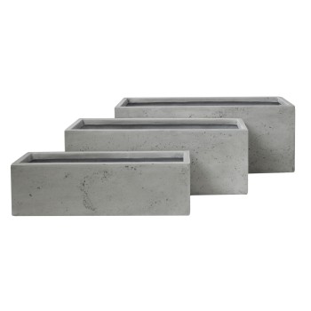 ΣΕΤ 3ΤΜΧ ΓΛΑΣΤΡΕΣ ΟΡΘΟΓΩΝΙΕΣ GARDENER HM4723 FIBERCLAY ΓΚΡΙ CEMENT 81x30x30Υεκ.