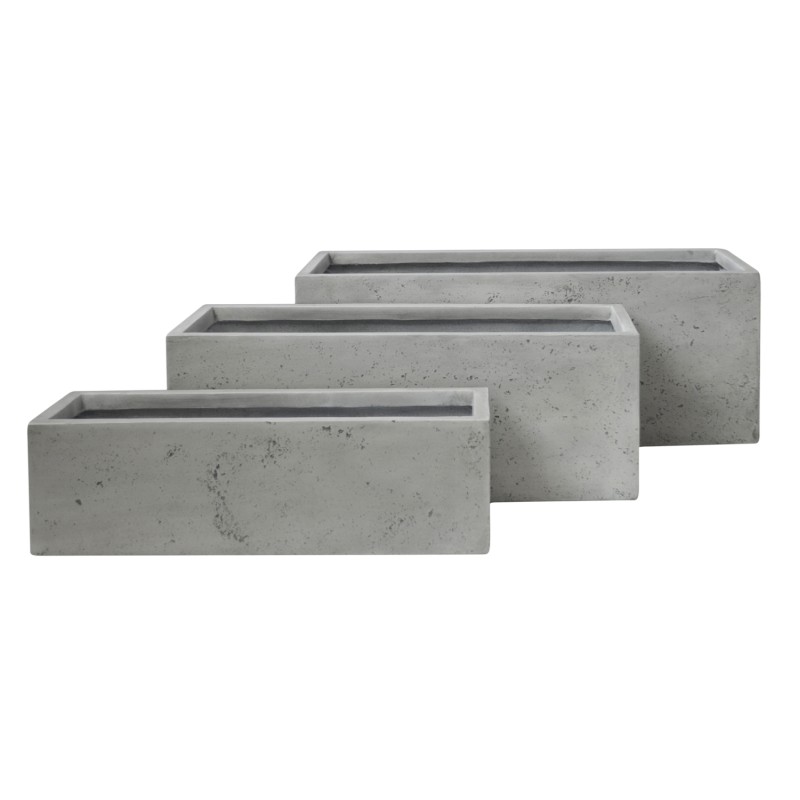 ΣΕΤ 3ΤΜΧ ΓΛΑΣΤΡΕΣ ΟΡΘΟΓΩΝΙΕΣ GARDENER HM4723 FIBERCLAY ΓΚΡΙ CEMENT 81x30x30Υεκ.