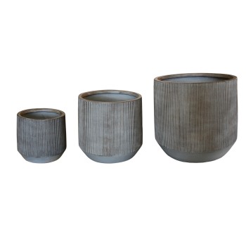 ΣΕΤ 3ΤΜΧ ΓΛΑΣΤΡΕΣ ΣΤΡΟΓΓΥΛΕΣ ΣΕΙΡΑ GARDENER HM4724 FIBERCLAY-ΧΡΩΜΑ CEMENT Φ55x55Υεκ