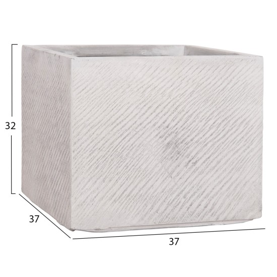 ΣΕΤ 4ΤΜΧ ΓΛΑΣΤΡΕΣ ΤΕΤΡΑΓΩΝΕΣ GARDENER HM4730 FIBERCLAY ΓΚΡΙ CEMENT 37x37x32Υεκ.