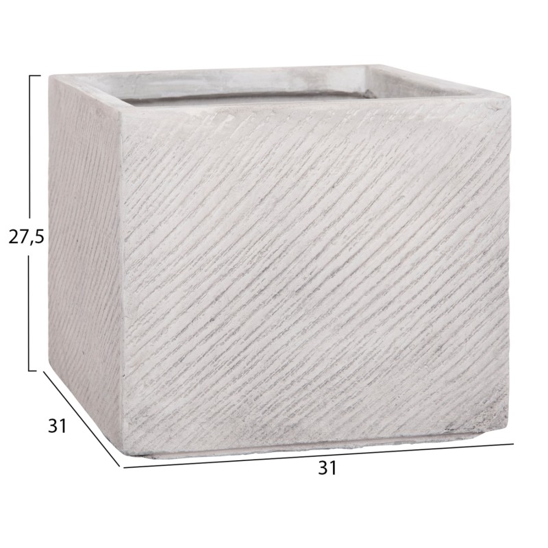 ΣΕΤ 4ΤΜΧ ΓΛΑΣΤΡΕΣ ΤΕΤΡΑΓΩΝΕΣ GARDENER HM4730 FIBERCLAY ΓΚΡΙ CEMENT 37x37x32Υεκ.