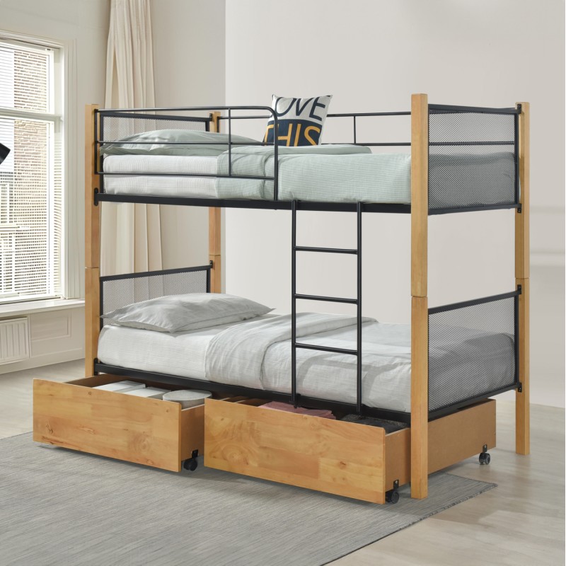 ΚΡΕΒΑΤΙ ΚΟΥΚΕΤΑ ΜΕ 2 ΕΠΙΔΑΠΕΔΙΑ ΣΥΡΤΑΡΙΑ RAYVEN HM21119 ΞΥΛΟ-ΜΕΤΑΛΛΟ--ΓΙΑ ΣΤΡΩΜΑΤΑ 90x190εκ