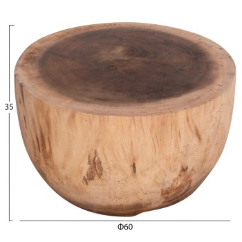 ΤΡΑΠΕΖΙ ΣΑΛΟΝΙΟΥ ΣΤΡΟΓΓΥΛΟ POMPU HM9794.11 ΜΑΣΙΦ ΞΥΛΟ SUAR ΣΕ ΦΥΣΙΚΟ Φ60x35Υεκ.