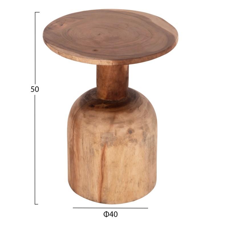 ΒΟΗΘΗΤΙΚΟ ΤΡΑΠΕΖΑΚΙ PUMBE HM9891.11 ΞΥΛΟ SUAR ΣΕ ΦΥΣΙΚΟ ΧΡΩΜΑ Φ40x50Υεκ