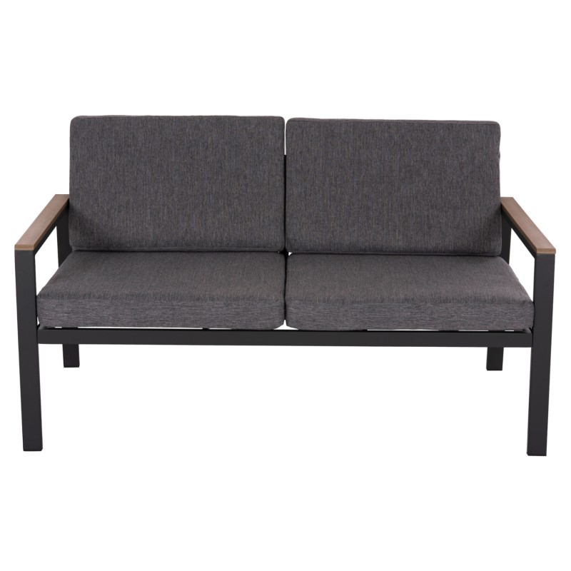 ΚΑΝΑΠΕΣ 2-ΘΕΣΙΟΣ SAFIN HM6279.03 ΑΛΟΥΜΙΝΙΟ & ΜΑΞΙΛΑΡΙΑ ΣΕ ΑΝΘΡΑΚΙ 140x70x77Υεκ