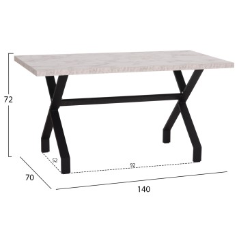 ΤΡΑΠΕΖΙ ΚΟΥΖΙΝΑΣ LANA HM18221.01 ΜΕΛΑΜΙΝΗ ΛΕΥΚΟ ΜΑΡΜΑΡΟ-ΜΑΥΡΑ ΜΕΤΑΛ.ΠΟΔΙΑ 140x70x72Υεκ