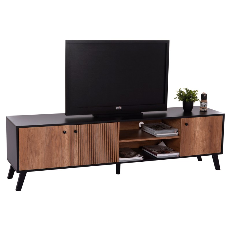 ΕΠΙΠΛΟ ΤΗΛΕΟΡΑΣΗΣ KRUDEN HM9447.11 ΜΕΛΑΜΙΝΗ ΣΕ ΜΑΥΡΟ-ΦΥΣΙΚΟ 180x40x51Υεκ.