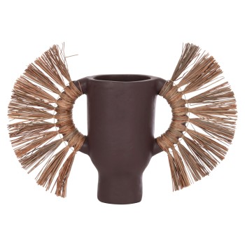 ΕΠΙΤΡΑΠΕΖΙΟ ΔΙΑΚΟΣΜΗΤΙΚΟ ΒΑΖΟ ALICA HM4668.07S ΣΟΚΟΛΑΤΙ ΤΕΡΑΚΟΤΑ & GRASS--55x19x34Υεκ