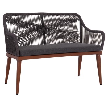 ΚΑΝΑΠΕΣ 2ΘΕΣΙΟΣ MYRTIA HM5550.11 AΛΟΥΜΙΝΙΟ ΚΑΦΕ--ΑΝΘΡΑΚΙ P.E. ΣΧΟΙΝΙ 123x61x90Υεκ