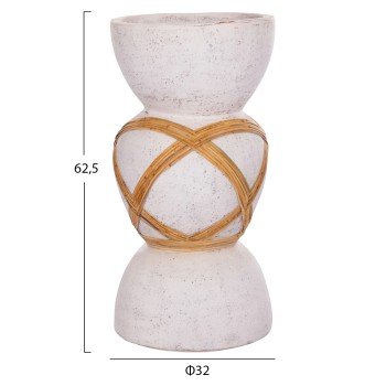 ΔΙΑΚΟΣΜΗΤΙΚΟ ΒΑΖΟ ΔΑΠΕΔΟΥ MAYNARD HM4672.02L TERRACOTTA ΛΕΥΚΟ--RATTAN Φ32x62.5Υεκ.