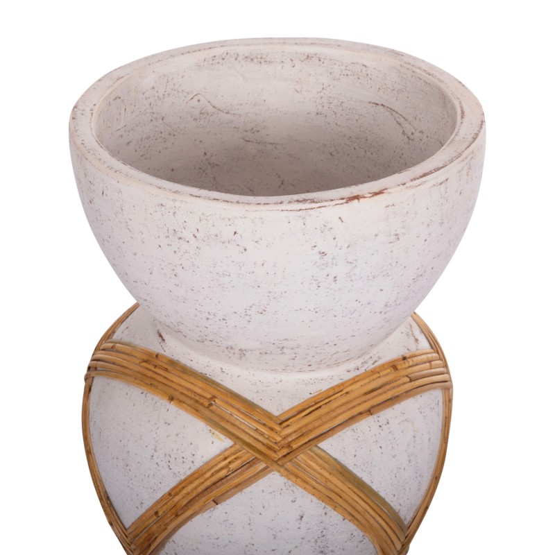 ΔΙΑΚΟΣΜΗΤΙΚΟ ΒΑΖΟ ΔΑΠΕΔΟΥ MAYNARD HM4672.02L TERRACOTTA ΛΕΥΚΟ--RATTAN Φ32x62.5Υεκ.
