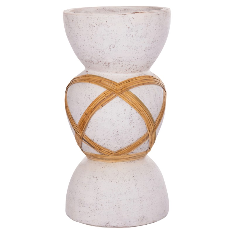 ΔΙΑΚΟΣΜΗΤΙΚΟ ΒΑΖΟ ΔΑΠΕΔΟΥ MAYNARD HM4672.02L TERRACOTTA ΛΕΥΚΟ--RATTAN Φ32x62.5Υεκ.