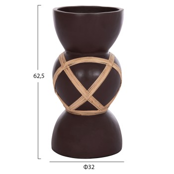 ΔΙΑΚΟΣΜΗΤΙΚΟ ΒΑΖΟ ΔΑΠΕΔΟΥ MAYNARD HM4672.07L TERRACOTTA ΣΟΚΟΛΑΤΙ-RATTAN Φ32x62.5Υεκ