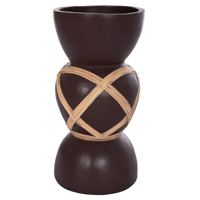 ΔΙΑΚΟΣΜΗΤΙΚΟ ΒΑΖΟ ΔΑΠΕΔΟΥ MAYNARD HM4672.07L TERRACOTTA ΣΟΚΟΛΑΤΙ-RATTAN Φ32x62.5Υεκ