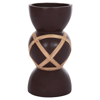 ΔΙΑΚΟΣΜΗΤΙΚΟ ΒΑΖΟ ΔΑΠΕΔΟΥ MAYNARD HM4672.07L TERRACOTTA ΣΟΚΟΛΑΤΙ-RATTAN Φ32x62.5Υεκ