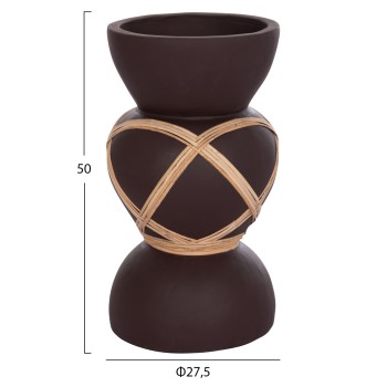 ΔΙΑΚΟΣΜΗΤΙΚΟ ΒΑΖΟ ΔΑΠΕΔΟΥ MAYNARD HM4672.07S TERRACOTTA ΣΟΚΟΛΑΤΙ-RATTAN Φ27.5x50Υεκ