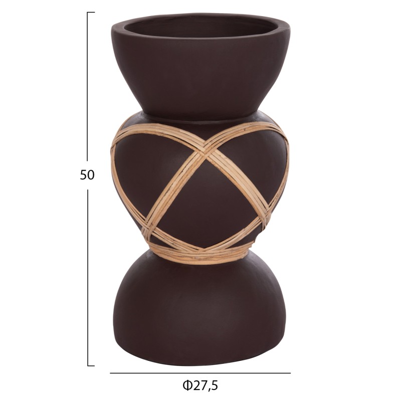 ΔΙΑΚΟΣΜΗΤΙΚΟ ΒΑΖΟ ΔΑΠΕΔΟΥ MAYNARD HM4672.07S TERRACOTTA ΣΟΚΟΛΑΤΙ-RATTAN Φ27.5x50Υεκ