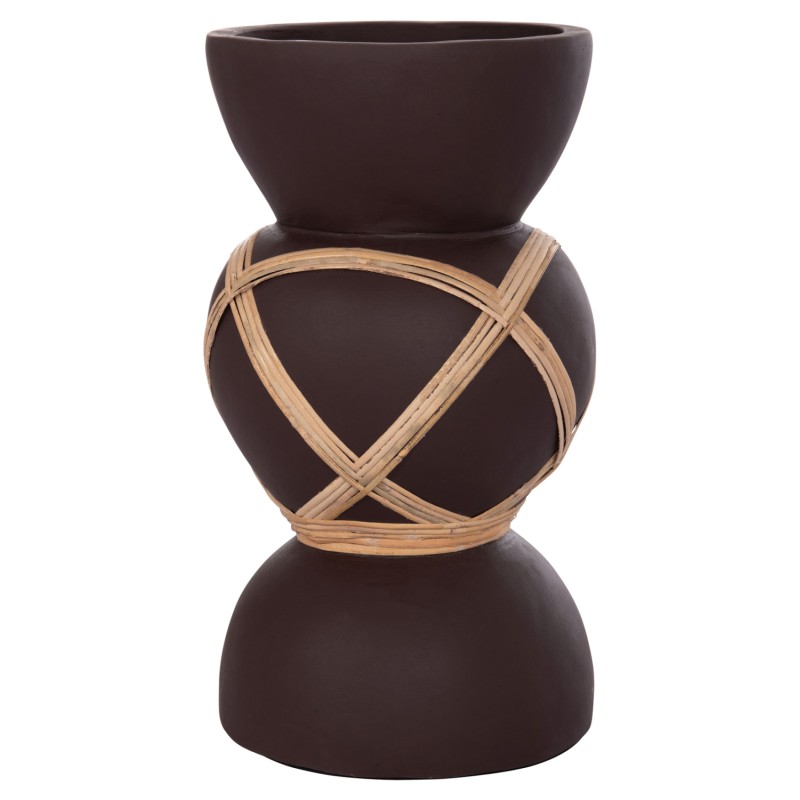 ΔΙΑΚΟΣΜΗΤΙΚΟ ΒΑΖΟ ΔΑΠΕΔΟΥ MAYNARD HM4672.07S TERRACOTTA ΣΟΚΟΛΑΤΙ-RATTAN Φ27.5x50Υεκ