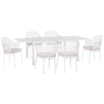 ΣΕΤ ΤΡΑΠΕΖΑΡΙΑΣ ΕΞ.ΧΩΡΟΥ KRUM HM21147 ΤΡΑΠΕΖΙ ΜΕ 6 ΠΟΛΥΘΡΟΝΕΣ--ΛΕΥΚΟ ΑΛΟΥΜΙΝΙΟ