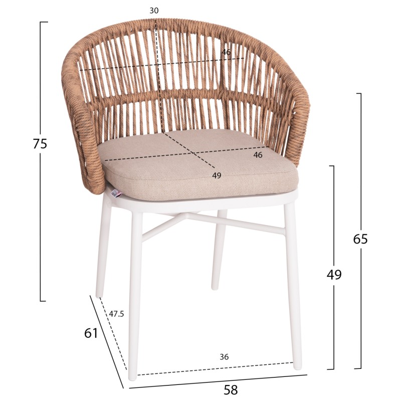 ΣΕΤ ΤΡΑΠΕΖΑΡΙΑΣ ΕΞ.ΧΩΡΟΥ 7ΤΜΧ KRUM HM21148 ΛΕΥΚΟ ΑΛΟΥΜΙΝΙΟ-P.E.RATTAN