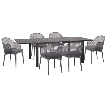 ΣΕΤ ΤΡΑΠΕΖΑΡΙΑΣ ΕΞ.ΧΩΡΟΥ 7ΤΜΧ KRUM HM21154 ΣΚΟΥΡΟ ΓΚΡΙ ΑΛΟΥΜΙΝΙΟ