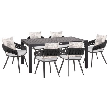 ΣΕΤ ΤΡΑΠΕΖΑΡΙΑΣ ΕΞ.ΧΩΡΟΥ 7ΤΜΧ KRUM HM21156 ΣΚΟΥΡΟ ΓΚΡΙ ΑΛΟΥΜΙΝΙΟ & P.Ε.ΣΧΟΙΝΙ